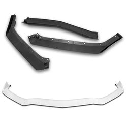 For 2020-2023 Chevy Corvette C8 5VM-Style Painted White Front Bumper Spoiler Lip -(2-PU-308-PWH