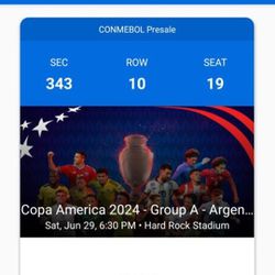 Copa America 2 Tickets Peru VS Argentina