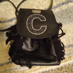 Girls Black Drawstring Backpack 