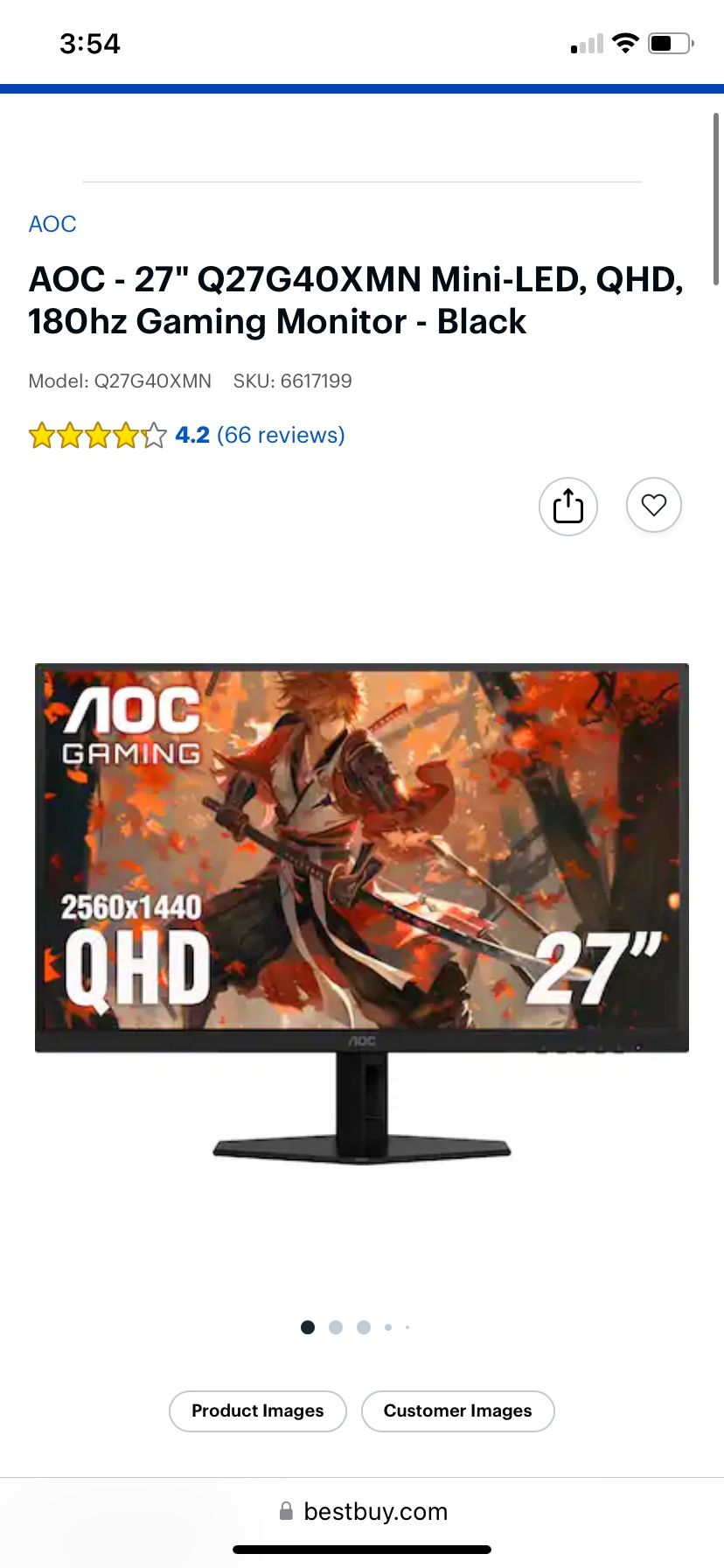 AOC Q27G40XMN – 27" QHD Gaming Monitor NEW