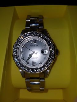 Invicta Silver Watch with Crystal Bezel