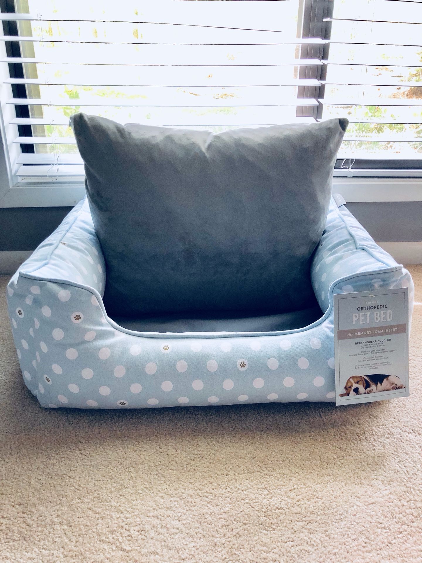 FRINGE STUDIOS ORTHOPEDIC CUDDLER PET BED W/Memory Foam Insert 25” X 21