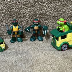 TMNT Teenage Mutant Ninja Turtles imaginext figures & Cars lot of 4