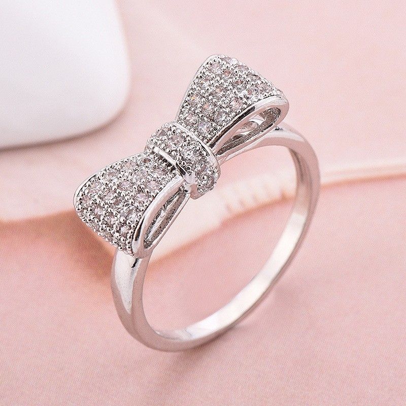 "Sweet Big Bow Tiny CZ Simple Trendy Lovely Rings for Women, VP1300