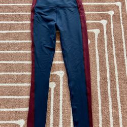 Beyond Yoga The Frame High Waisted Blue Burgundy Leggings size L