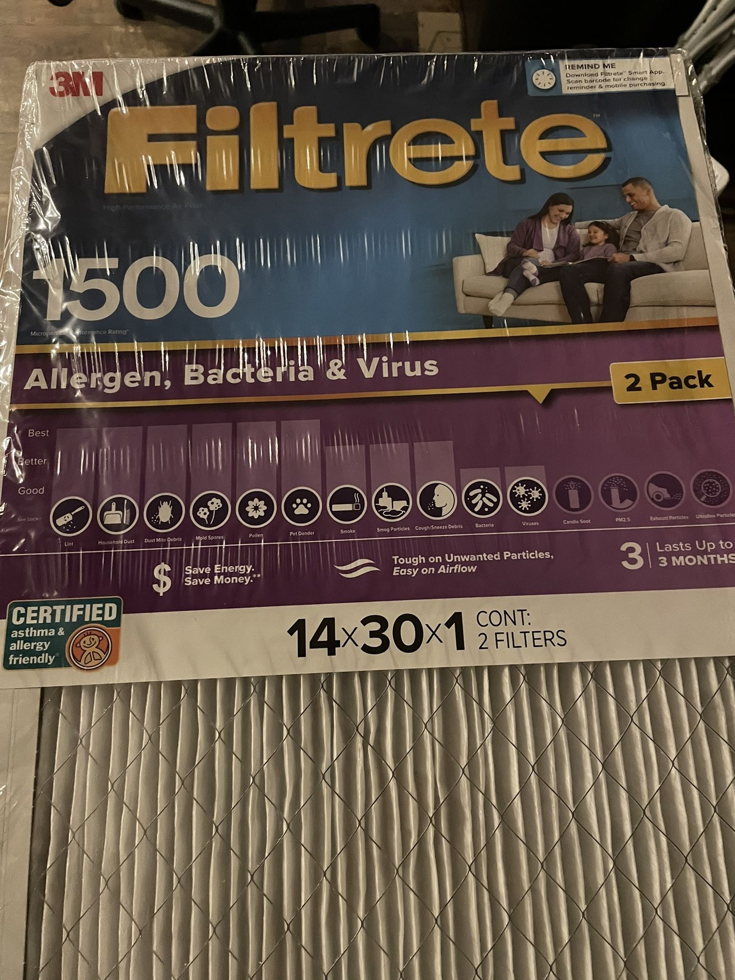 Filtrete 1500 14x30 Air Filter New