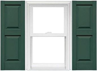 Mid America Raised Panel Vinyl Shutters (1 Pair) - 14.5 x 37, 028 Forest Green