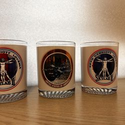 Rare Vintage Skylab NASA Space Station Missions Set Of 3 Cocktail/Tumbler Glasses-Reduced Again 