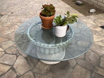 Stone And Glass Garden Table- Heavy