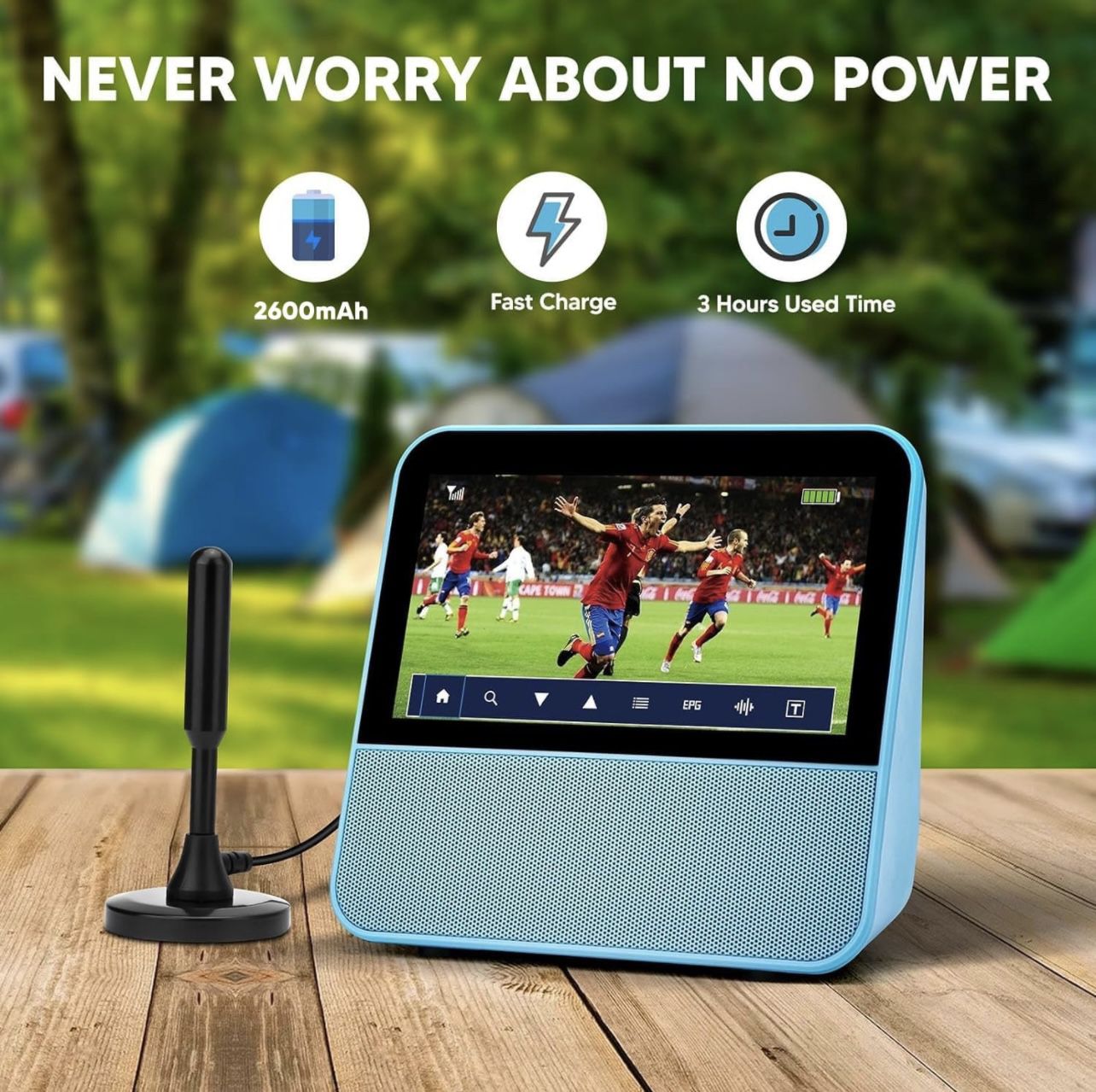 Portable rechargeable TV