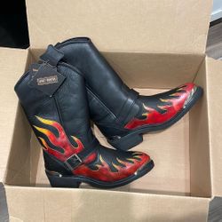 HARLEY-DAVIDSON Harness Flame Overlay Tall Leather