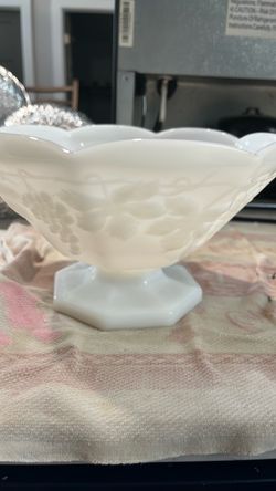 Milk glass pedestal bowl
