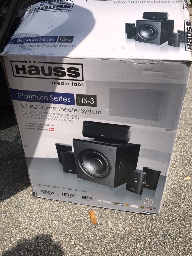 Hauss Media Labs Platinum Series HS-3 5.1 HD Home Theater Sound System 1500 Watts New