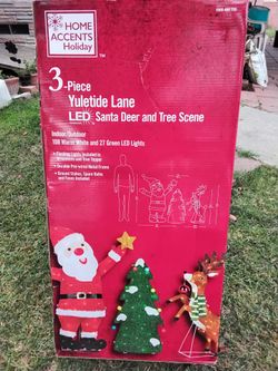 NEW Christmas 3-Piece LED Santa Deer Tree Scene
