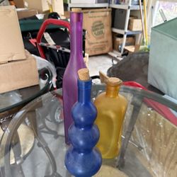 Colorful Glass Bottle Set Of 3
