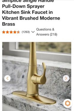 KOHLER
Simplice Single Handle Pull-Down Sprayer Kitchen Sink Faucet in Vibrant Brushed Moderne Brass
New open box item 
596-2MB