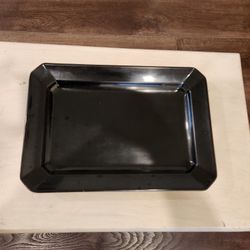 13"×9"×1.5" rectangular black melamine serving platter, food service, good condition 