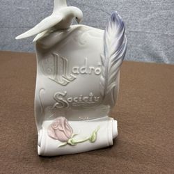 Lladro Society Porcelain Plaque Dove Scroll Figurine 1998 Spain Membership Piece