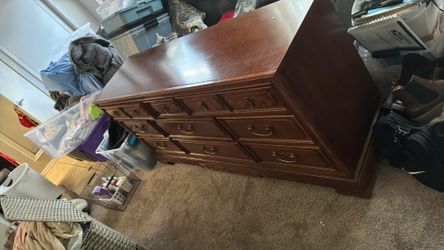 Solid Cherry Wood Vintage Dresser • Heavy & Sturdy