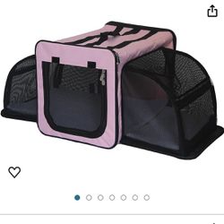 PET LIFE 'Capacious' Dual-Sided Expandable Spacious Wire Folding Collapsible Lightweight Pet Dog Crate Carrier House, X-Small, Pink