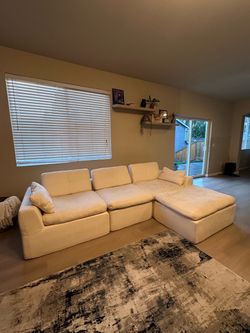 4 Piece Boneless White Couch