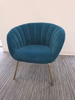 Teal Velvet Accent Chair with Gold Legs