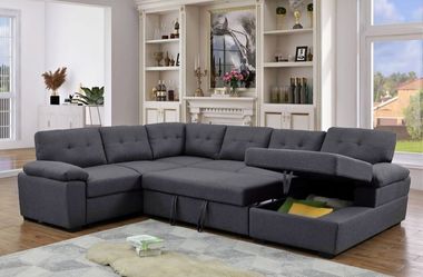 BRAND NEW SECTIONAL SLEEPER AND STORAGE COUCH SET IN ORIGINAL BOX