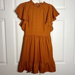 Express Orange Ruffle Mini Dress (M)