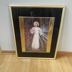 Divine Mercy Gold Stamped Frame Print