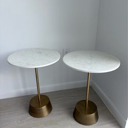 West Elm Maisie Marble Side Tables – Pair