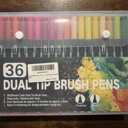 36 Dual Tip Brush Pens Watercolor Markers Art Set