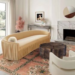 TOV Valerie Pleated Champagne Velvet Sofa