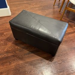 Dark Brown Faux Leather Storage Ottoman