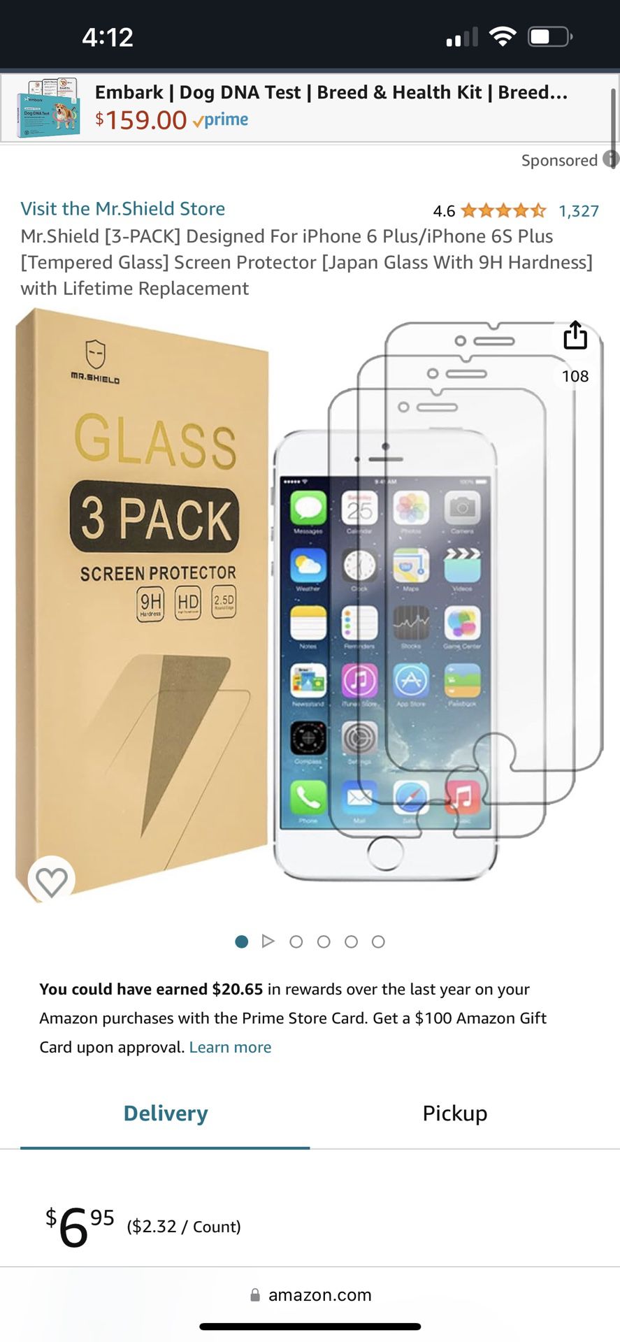 2 Pack Glass Shield iPhone 6/6s
