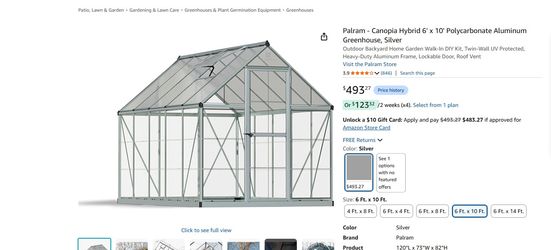 Palram – Canopia 6x10 Hybrid Greenhouse Kit - Silver (BRAND NEW IN BOX)