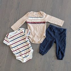 Tommy Hilfiger Baby Boy Striped Bodysuit Set With Trouser, 6-9 Months