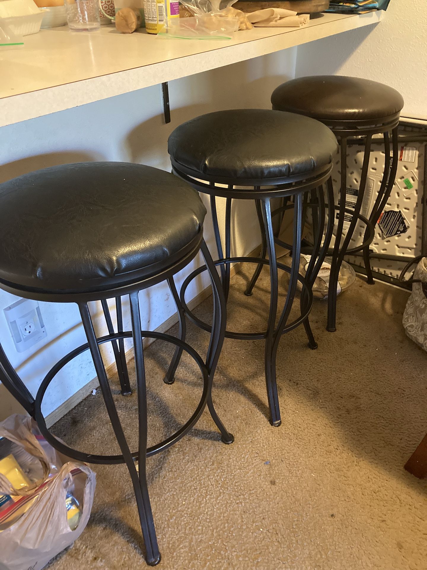3 Leather Bar Stools
