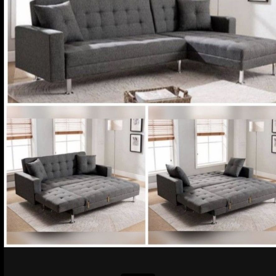 Sectional Chaise Reversible Convert To Bed 96x61