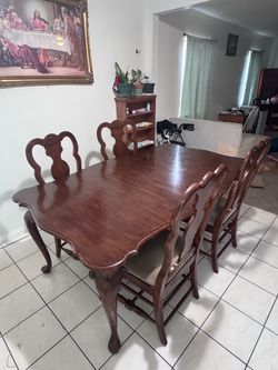 Wood Dining Table with 4 Chairs
