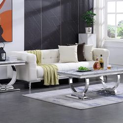 Marble Coffee Table And Matching Small Side Table