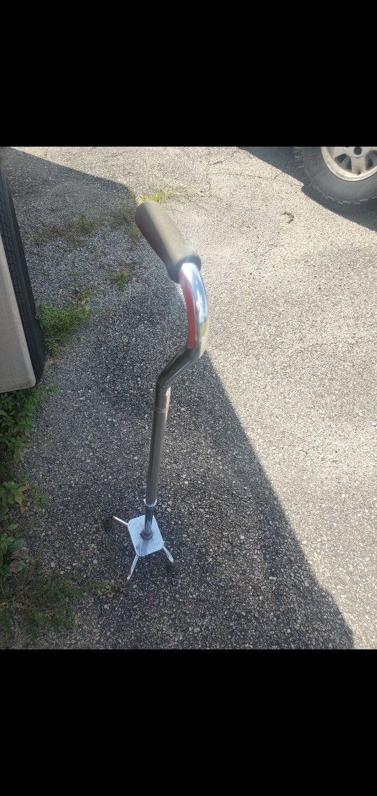 RMS Chrome Quad Cane - Like New. Adjustable Walking Cane with A Large Four-Pronged Base for Extra Stability