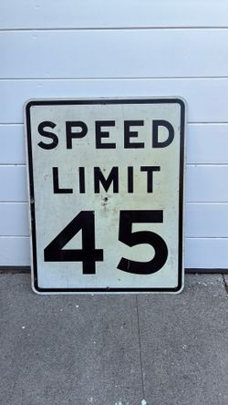 Vintage SPEED LIMIT 45 Large Metal Road Sign 45” x 36”