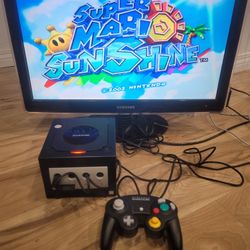 NINTENDO GAMECUBE WITH SUPER MARIO SUNSHINE GAME COMPLETE WITH ALL CABLES + MEMORY 