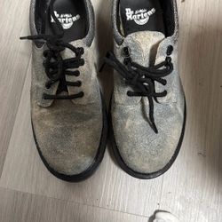 Dr Martens 8053 Grey Stonewashed Suede Leather Oxford Shoes 