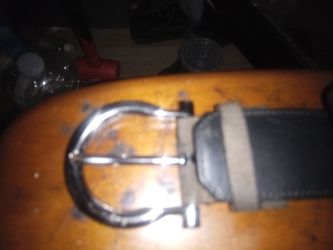 Black Leather Belt with Silver Buckle