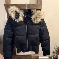 Hollister Faux Fur Trim Puffer Bomber