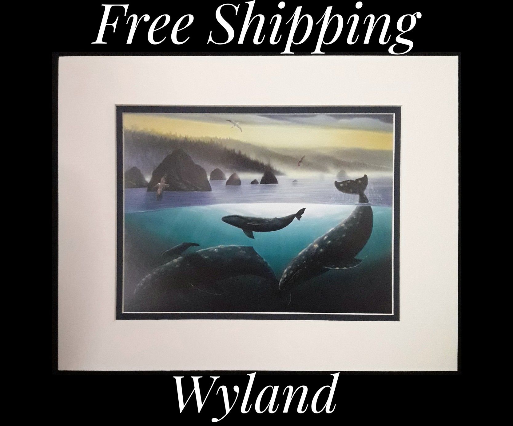 Wyland, 11" x 14" Fine Art Calender Print. Mounted on Acid Free Foam Core. Double Matted on Acid Free Matt Board