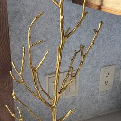 1.2 ft golden tree with wooden base Decor
