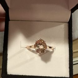 NEW GORGEOUS 3 CARAT OVAL MORGANITE SOLITAIRE SET IN THICK 14kt SOLID ROSE GOLD SIZE 11 CAN BE RESIZED