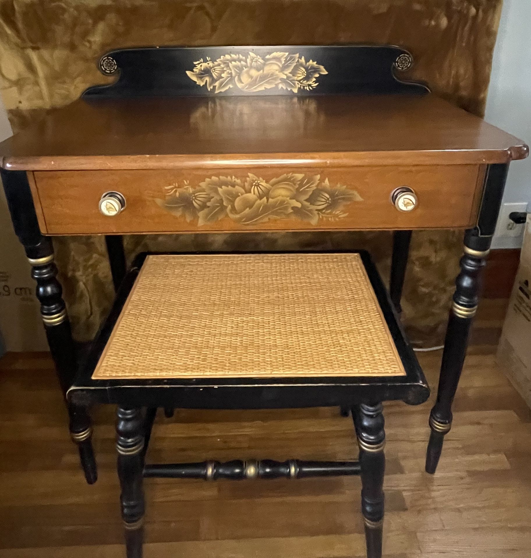 Vintage L. Hitchcock American Ladies Writing Desk & Bench